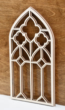 Load image into Gallery viewer, Cathedral Windows, Church windows, Vintage look wood window frames, BoHo Decor, Antique finish window frames, Gothic Window frame, Minimalist decor