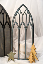 Load image into Gallery viewer, Cathedral Windows, Church windows, Vintage look wood window frames, BoHo Decor, Antique finish window frames, Gothic Window frame, Minimalist decor