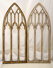Load image into Gallery viewer, Cathedral Windows, Church windows, Vintage look wood window frames, BoHo Decor, Antique finish window frames, Gothic Window frame, Minimalist decor