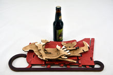 Load image into Gallery viewer, ReinBeer wood beer bottle display home decor beer gift Christmas tabletop beer display centerpiece
