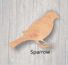 Load image into Gallery viewer, Birds. Wood cutout. Laser Cutout. Wood Sign. Unfinished wood cutout. Sign blank. Ready to paint. sign accents