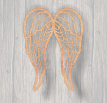 Load image into Gallery viewer, Angel Wings Fretwork. Wood cutout. Laser Cutout. Wood Sign. Unfinished wood cutout. Sign blank. Ready to paint. Door Hanger
