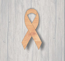 Load image into Gallery viewer, Awareness Ribbon. Unfinished wood cutout. Wood cutout. Laser Cutout. Wood Sign. Sign blank. Ready to paint. Door Hanger.