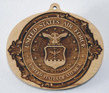 Load image into Gallery viewer, USAF Ornaments Military Ornament wooden ornament Air Force Ornament US Air Force wood ornament USAF Gift United States Air Force