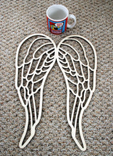 Load image into Gallery viewer, Angel Wings Fretwork. Wood cutout. Laser Cutout. Wood Sign. Unfinished wood cutout. Sign blank. Ready to paint. Door Hanger