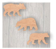 Load image into Gallery viewer, Bear. Wood cutout.  Laser Cutout. Wood Sign. Unfinished wood cutout. Sign blank. Ready to paint. Door Hanger.