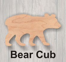 Load image into Gallery viewer, Bear. Wood cutout.  Laser Cutout. Wood Sign. Unfinished wood cutout. Sign blank. Ready to paint. Door Hanger.