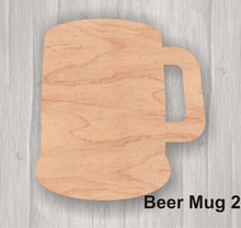 Load image into Gallery viewer, Beer Mug. Unfinished wood cutout. Wood cutout. Laser Cutout. Wood Sign. Sign blank. Ready to paint. Door Hanger.