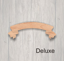 Load image into Gallery viewer, Banner2. Unfinished wood cutout. Wood cutout. Laser Cutout. Wood Sign. Sign blank. Ready to paint. Door Hanger.