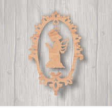 Load image into Gallery viewer, Angel Ornament. Unfinished wood cutout. Wood cutout. Laser Cutout. Wood Sign. Sign blank. Ready to paint. Door Hanger.