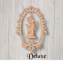 Load image into Gallery viewer, Angel Ornament. Unfinished wood cutout. Wood cutout. Laser Cutout. Wood Sign. Sign blank. Ready to paint. Door Hanger.