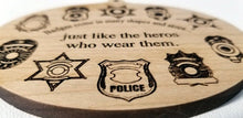 Load image into Gallery viewer, Wooden Ornaments Badge Ornament Laser Engraved First Responder Thin Blue Line Sheriff Badge Deputy Badge Trooper Badge Police badge Detective Badge