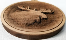 Load image into Gallery viewer, 3D Ornaments. Moose Head Ornament. . Laser Engraved. Unfinished Wood.