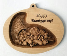 Load image into Gallery viewer, 3D Wooden Thanksgiving Ornament Cornucopia Ornament Thanksgiving engraving