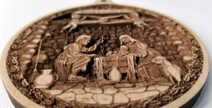 3D Wooden Nativity Ornament Nativity Creche ornament Laser Engraved