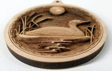 Load image into Gallery viewer, 3D Wooden Loon Ornament Loon on the lake Laser Engraved northwoods ornament