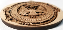 Load image into Gallery viewer, Wooden Ornaments. Army Insignia Ornament Wood 3D US Army Crest Laser Engraved Laser Cut Army ornament