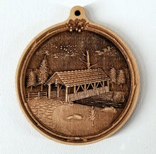 Load image into Gallery viewer, 3D Wooden Ornament Covered Bridge Ornament wood ornament Laser cut ornament
