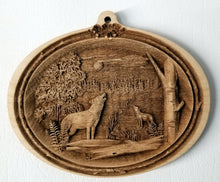 Load image into Gallery viewer, Timber wolves Ornament Wooden wolves ornament Laser Engraved
