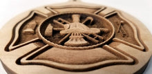 Load image into Gallery viewer, 3D wood Ornaments Fire Department Ornament Laser Engraved FDNY Ornament FD Scramble ornament