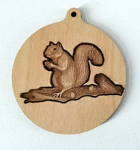 Load image into Gallery viewer, 3D Wooden Squirrel Ornament Squirrel ornament Laser Engraved squirrel engraving