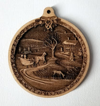 Load image into Gallery viewer, 3D Wooden Sleigh Ride Ornament Americana Sleigh Ride ornament Laser Engraved ornament