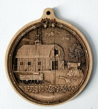 Load image into Gallery viewer, 3D Wooden Barn Ornament Hay Barn Laser Engraved wood ornament