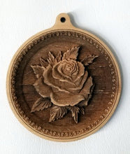 Load image into Gallery viewer, 3D Wooden Rose Ornament Rose ornament Laser Engraved rose