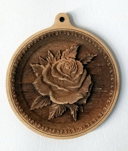 3D Wooden Rose Ornament Rose ornament Laser Engraved rose