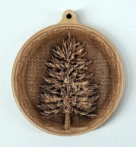 3D Wooden Pine tree Ornament Pine Tree Laser Engraved ornament