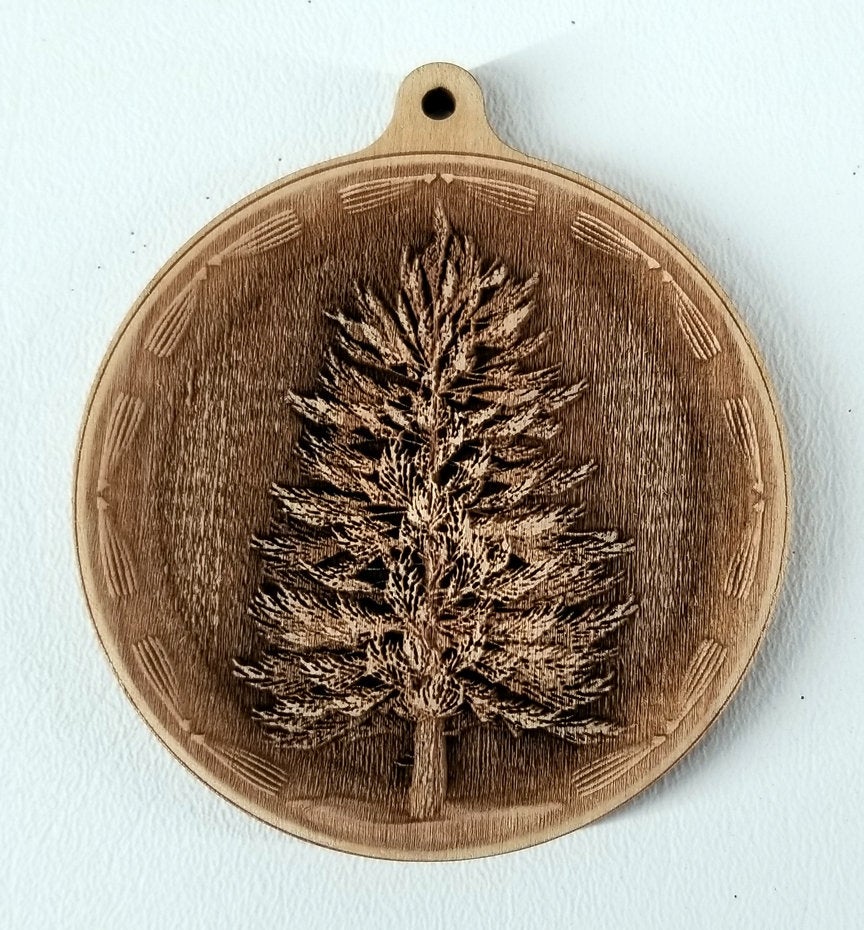 3D Wooden Pine tree Ornament Pine Tree Laser Engraved ornament
