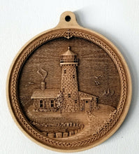Load image into Gallery viewer, 3D Wooden lighthouse Ornament Great Lakes Lighthouse Laser Engraved