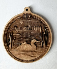 Load image into Gallery viewer, 3D Wooden Loon Ornament Loon with Chick Laser Engraved