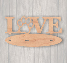 Load image into Gallery viewer, Love Paw Stand-up Kit. Unfinished wood cutout. Laser Cutout. Wreath Accent. Wood cutout. Wood Sign. Sign blank. Ready to paint. Door Hanger.