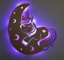 Load image into Gallery viewer, Unicorn wall art unicorn accent light moon light wall art night light
