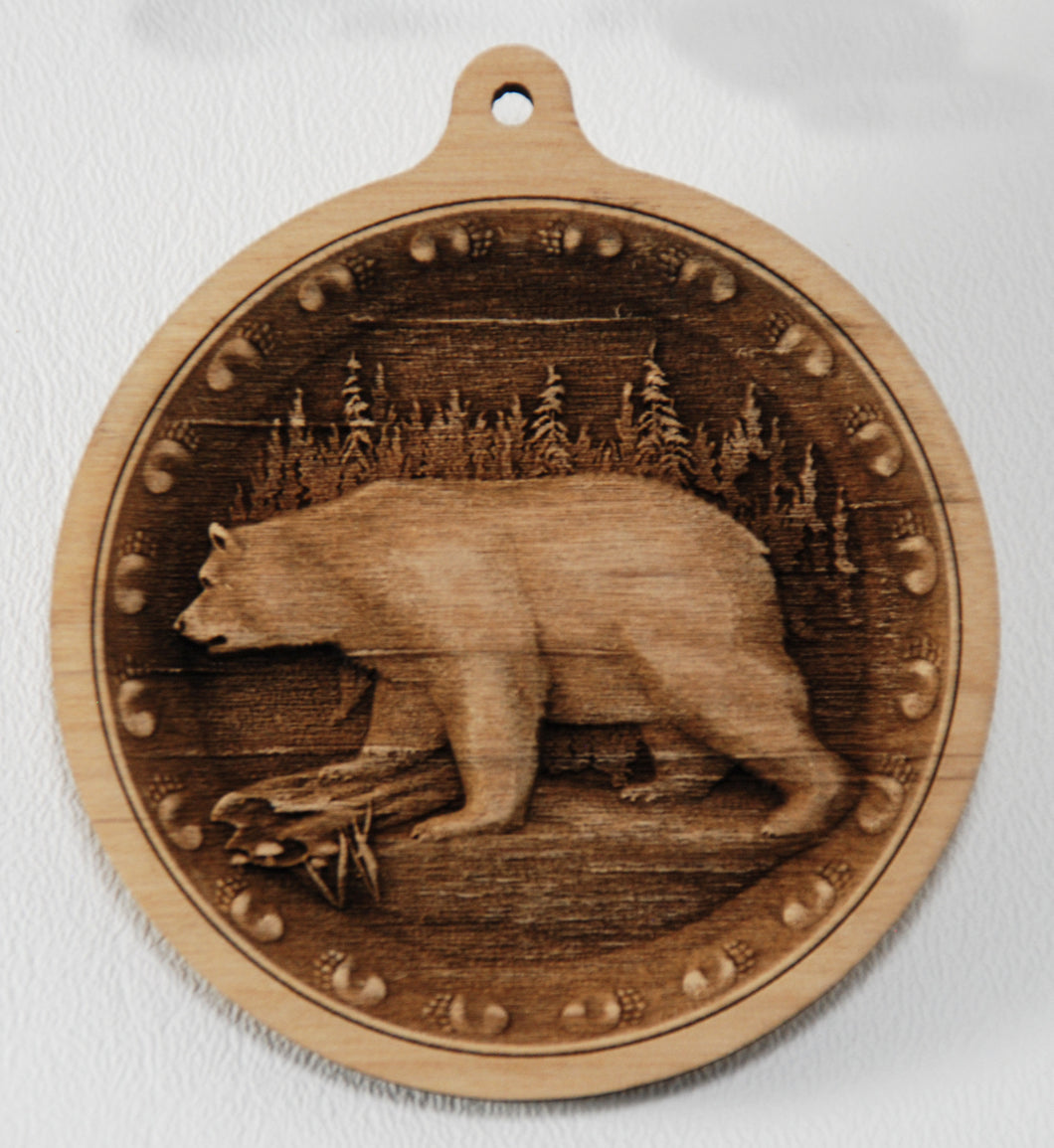Bear Ornament 3D wood ornament wooden bear ornament