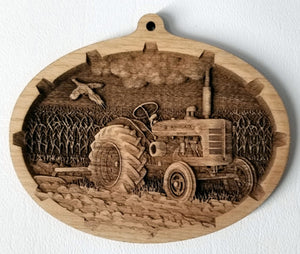 Vintage Tractor Farmall McCormick International Harvester 3D Wood Ornament wooden Tractor
