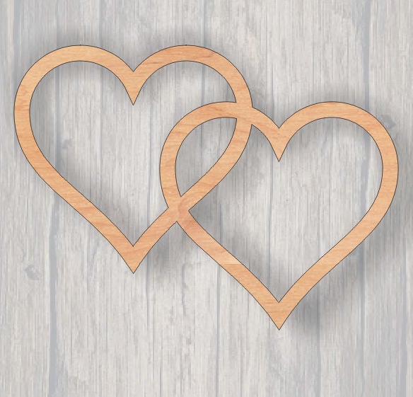 Double Offset Hearts Frame. Unfinished wood cutout.  Wood cutout. Laser Cutout. Sign blank. Ready to paint. Door Hanger.
