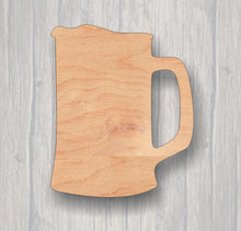 Load image into Gallery viewer, Beer Mug.  Unfinished wood cutout.  Wood cutout. Laser Cutout. Wood Sign. Sign blank. Ready to paint. Door Hanger.
