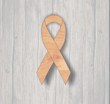 Load image into Gallery viewer, Awareness Ribbon.  Unfinished wood cutout.  Wood cutout. Laser Cutout. Wood Sign. Sign blank. Ready to paint. Door Hanger.
