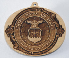 Load image into Gallery viewer, USAF Ornaments Military Ornament wooden ornament Air Force Ornament US Air Force wood ornament USAF Gift United States Air Force
