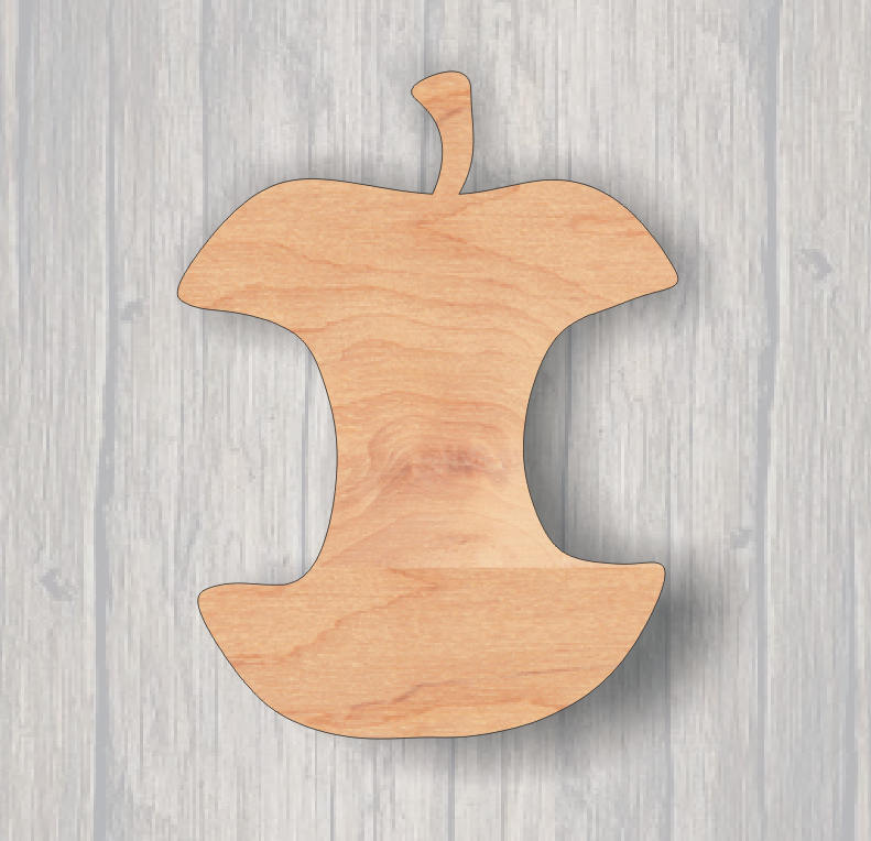 Apple Core. Wood cutout.  Laser Cutout. Wood Sign. Unfinished wood cutout. Sign blank. Ready to paint. Door Hanger. fruit cut