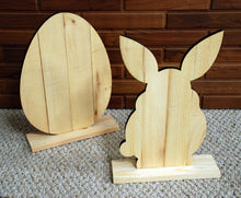 Load image into Gallery viewer, Bunny Standup. Pallet style. Wood cutout.  Laser Cutout. Wood Sign. Unfinished wood cutout. Ready to paint. Easter bunny
