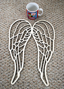 Angel Wings Fretwork.  Wood cutout.  Laser Cutout. Wood Sign. Unfinished wood cutout. Sign blank. Ready to paint. Door Hanger
