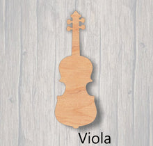 Load image into Gallery viewer, Music Instruments. Unfinished wood cutout.  Wood cutout.  Wood Sign. Door Hanger. Banjo. Bass Guitar. Ukulele. Viola. Violin
