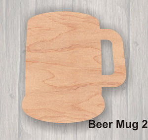 Beer Mug.  Unfinished wood cutout.  Wood cutout. Laser Cutout. Wood Sign. Sign blank. Ready to paint. Door Hanger.
