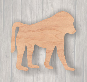 Baboon.  Unfinished wood cutout.  Wood cutout. Laser Cutout. Wood Sign. Sign blank. Ready to paint. Door Hanger.
