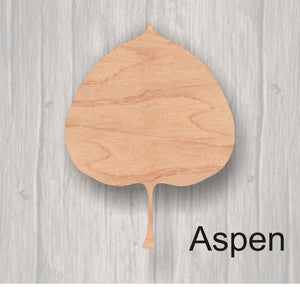 Aspen Leaf. Unfinished wood cutout.  Wood cutout. Laser Cutout. Wood Sign. Sign blank. Ready to paint. Door Hanger.