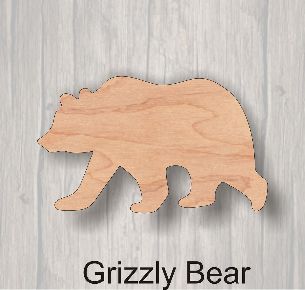 Grizzly Bear.Unfinished wood cutout. Wreath Accent. Wood cutout. Laser Cutout. Wood Sign. Sign blank. Ready to paint. Door Hanger.
