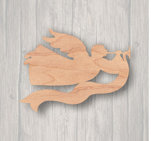 Angel Trumpeting.  Unfinished wood cutout.  Wood cutout. Laser Cutout. Wood Sign. Sign blank. Ready to paint. Door Hanger.